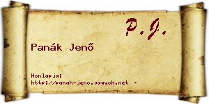 Panák Jenő névjegykártya